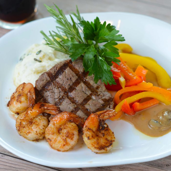 beef tenderloin and shrimp